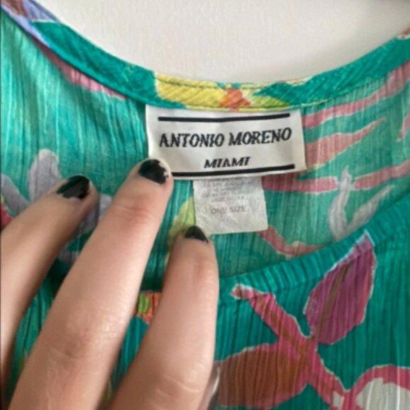 80s Antonio Moreno Miami Mini Floral Beach Dress - One Size - Picture 3 of 3